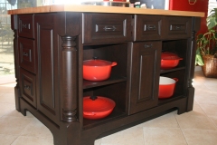 Stained-and-glazed-kitchen-Island-with-maple-butcher-block-top