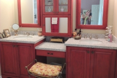 Red-stained-bathroom-cabinets
